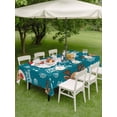 thumbnail image 3 of Outdoor Tablecloth with Umbrella Hole and Zipper, Christmas Santa Claus Rectangle Table Cloth 60x102 Inch Waterproof Tablecloth, Cartoon Xmas Elk Snowflakes Blue Picnic Table Cover for Patio Camping, 3 of 7