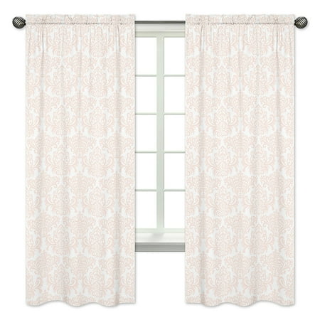 Blush Pink And White Damask Girls Window Treatment Panels Curtains