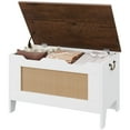 thumbnail image 3 of BeesClover Storage Chest, Storage Bench with Safety Hinge, Wooden Storage Trunk, Flip Top Blanket Storage Chest Trunks, Bench Storage for Entryway, Living Room, Bedroom, 3 of 9