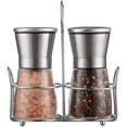 thumbnail image 1 of Beautiful Stainless Steel Salt and Pepper Grinder Set of 2 - Pepper Mill & Salt Mill with Adjustable Coarseness - Glass, 1 of 5