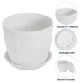thumbnail image 3 of Uxcell 6 Inch Plastic Plant Pots Flower Planters with Drainage Holes and Tray, White 5 Pack, 3 of 6