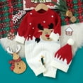 thumbnail image 5 of XDZJLR Baby Boy Girl Christmas Outfit Romper Newborn Infant Xmas Knit Sweater Deer Long Sleeve Jumpsuit With Hat Warm Winter Clothes Red 12-18 Months, 5 of 9