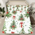 thumbnail image 2 of Manfei Bowknot Christmas Tree Twin Sheet Sets, Cartoon Snowflake Twin Fitted Sheet, Western Winter Festival Flat Sheet, Microfiber Bedroom Decor, 3 Pieces, 2 of 7