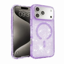 Entronix Magnetic Case Compatible with iPhone 17 Pro - Hard Back Glitter, Purple