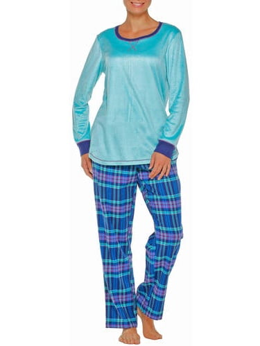 Secret Treasures Women's Microfleece Pajama Top with Flannel Plaid ...
