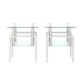 thumbnail image 5 of Set of 2, Modern Tempered Glass Tea Table Coffee Table End Table, Square Table for Living Room, Transparent/White, 5 of 5