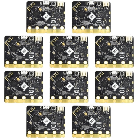 Micro:bit V2 Development Board with Python Programming Expansion Kit, New Features Include Speaker and Microphone, Enhance Creativity with Sound and Touch for Classroom Projects-10pcs
