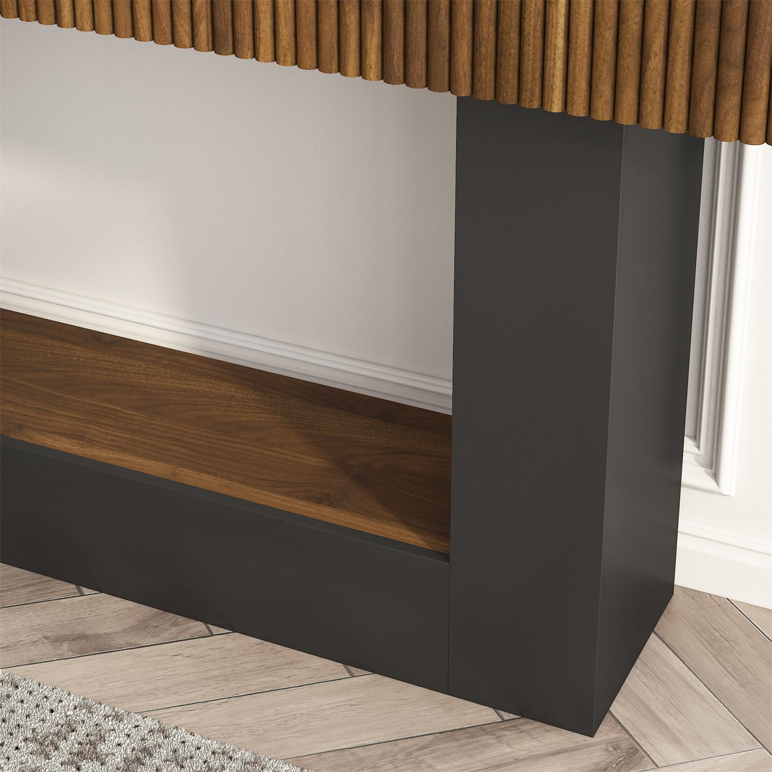 Hommoo 62.9-Inch Farmhouse Wooden Console Table, Narrow Hallway Sofa Table for Living Room, Entryway, Foyer & Behind Sofa, Walnut