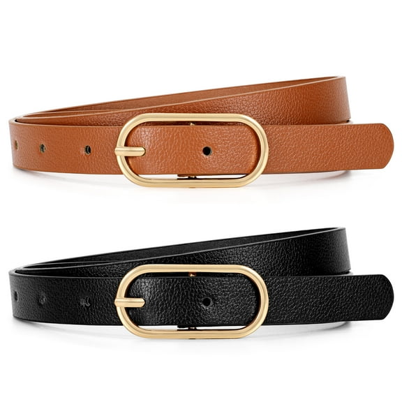 SUOSDEY Skinny Women Leather Belts Thin Casual Ladies Waist Belts for Jeans Dresses Pants