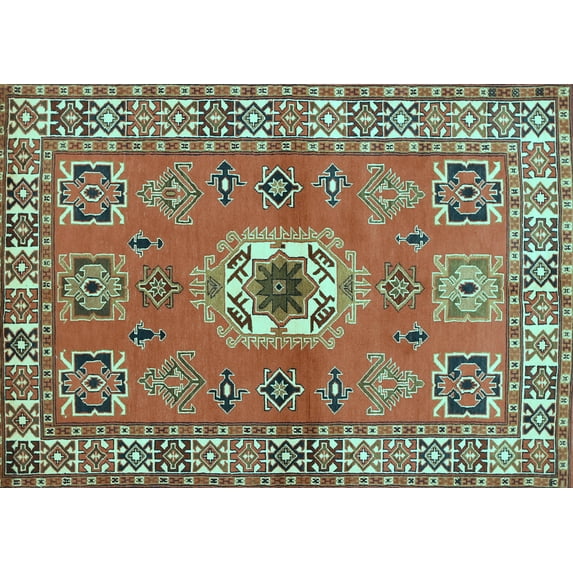Ahgly Company Indoor Rectangle Geometric Light Blue Traditional Area Rugs, 3' x 5'