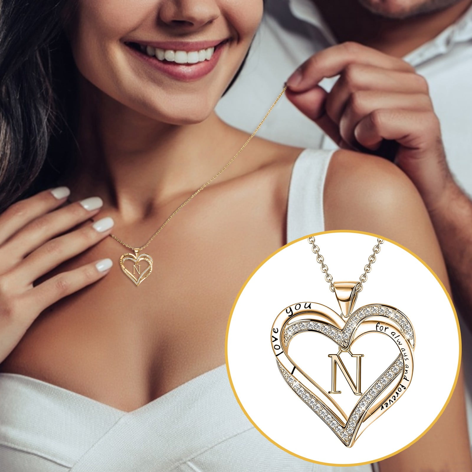 Solid 14k Gold Heart Necklace add Diamond or Initial Real Gold Heart  Necklace – Fine Jewelry by Anastasia Savenko