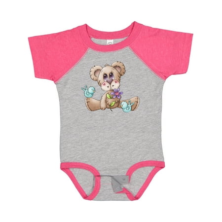 

Inktastic Teddy Bear Bluebirds and Flower Boys Baby Bodysuit