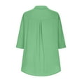 thumbnail image 5 of Lovskoo Summer Tops for Women 2024 V Neck Short Sleeve Solid Solid Color Solid Color Double Pocket Pullover Shirt Loose Top Shirt Green, 5 of 8