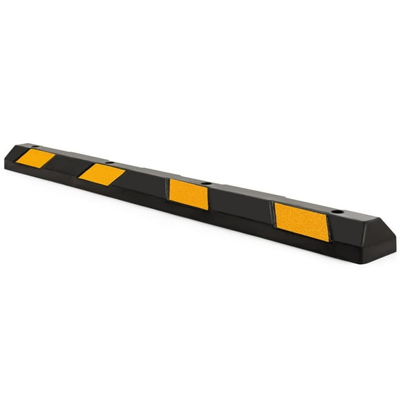 IRONMAX Rubber Parking Curb, 72" (6ft) Parking Block Parking Bumpers with Yellow Reflective Stripes, Heavy Duty Garage Parking Assist Wheel Stopper for Car, Truck, RV, Trailer