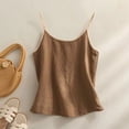 thumbnail image 4 of Garbnen Linen Tank Top Women Spaghetti Strap Sleeveless Camisoles for Women Summer Beach Travel Crew Neck Womens Tunic Tops, 4 of 7