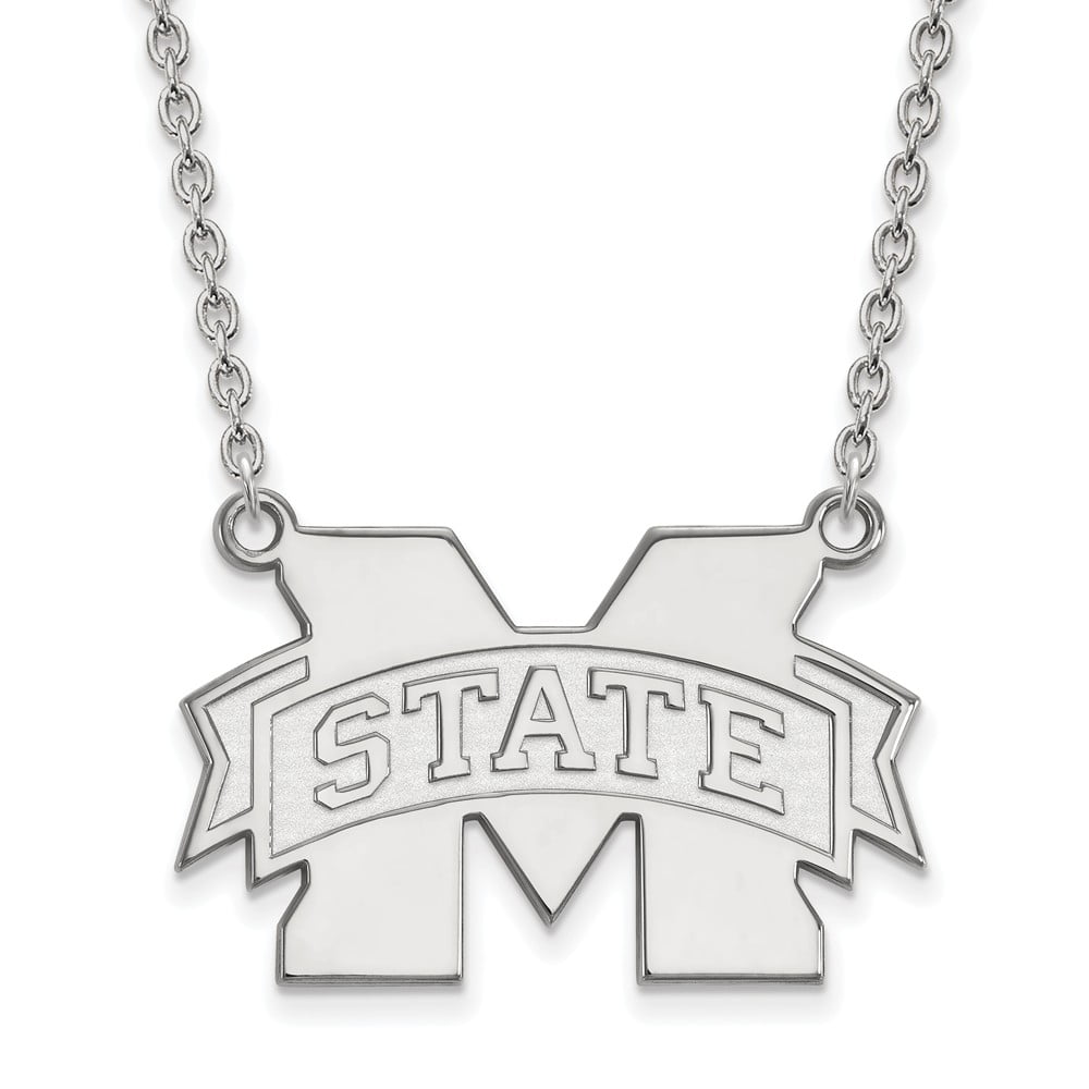 with Secure Lobster Lock Clasp Solid 925 Sterling Silver Official Louisiana State University Large Pendant Necklace Charm Chain Width = 29mm