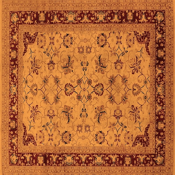 Ahgly Company Indoor Square Oriental Orange Traditional Area Rugs, 3' Square