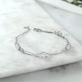 thumbnail image 3 of Gem Stone King 925 Sterling Silver White Moissanite and White Lab Grown Diamond Tennis Bracelet for Women | 3.90 Cttw | Gemstone | Oval 7X5MM | 6 inch + 1 inch Extender, 3 of 4
