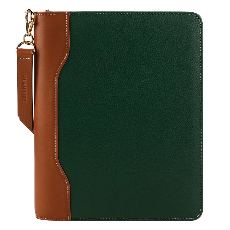 FranklinCovey Classic Libby Leather Zipper Binder Hunter Green