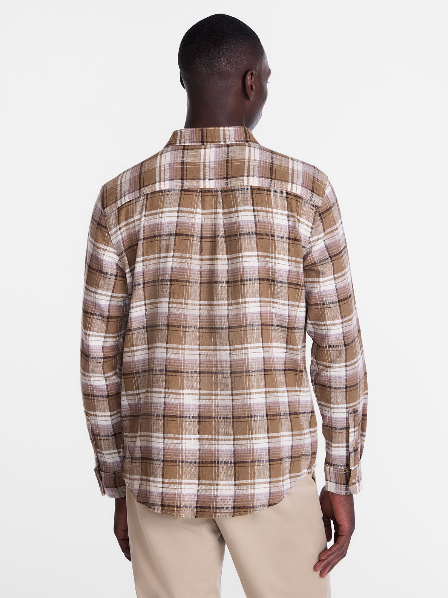 George Men's and Big Men's Slub Cotton Shirt with Long Sleeves, Sizes S-3XL