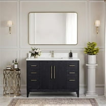 Gara 48" Single Bath Vanity in Fir Wood Black w/ White Grain Composite & Mirror
