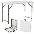 thumbnail image 1 of Costway 4 ft Portable Camping Table with HDPE Tabletop & Metal Legs Safety Lock for Party, 1 of 9