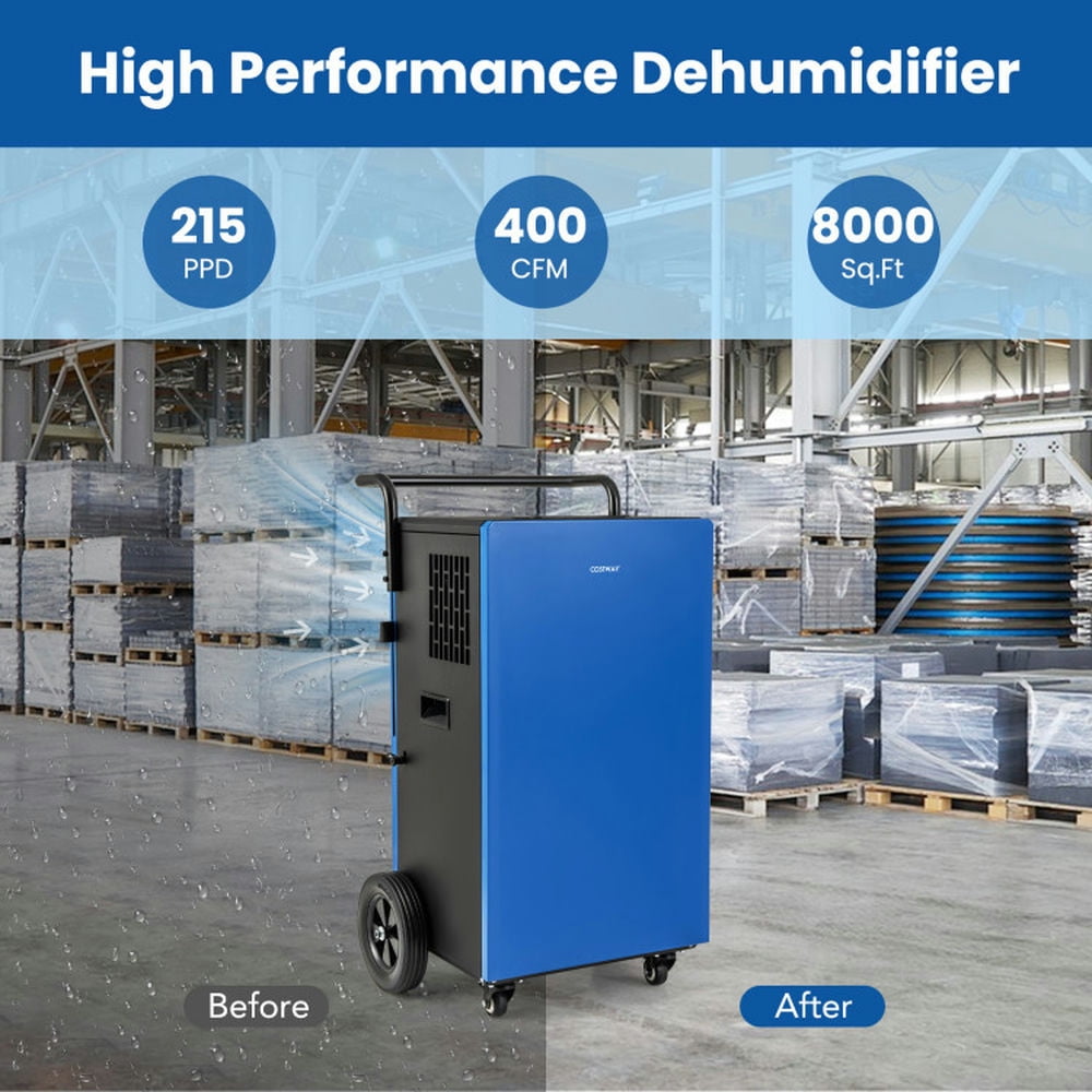 YYAo Dehumidifier Small Dehumidifiers,215 Pints 8000 Sq.Ft Commercial Dehumidifier For Home and Basement with 24H Timer-Blue