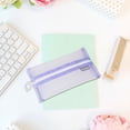 thumbnail image 2 of Yhmxh Pencil Pouch Clear Makeup Bags Nylon Mesh Pen Pouch with Zipper Pencil Case Stationery Storage Bag for Home Office Supplies Cosmetics Travel Accessories (Purple), 2 of 6