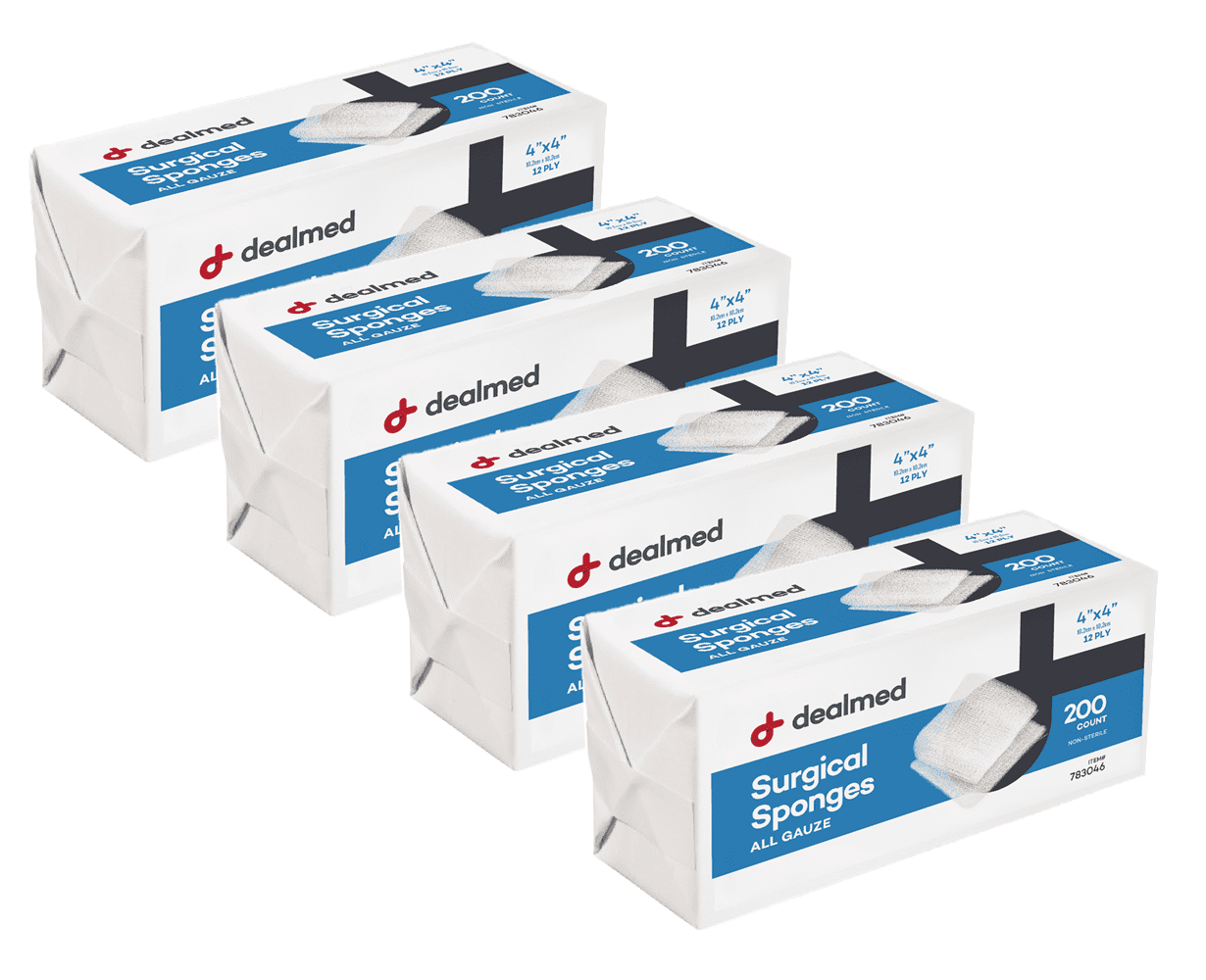 Dealmed 4" x 4" Gauze Sponges 12Ply NonSterile Woven Gauze Pads for