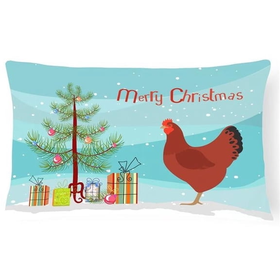 Carolines Treasures BB9210PW1216 New Hampshire Red Chicken Christmas Canvas Fabric Decorative Pillow, Teal, 12H x16W,