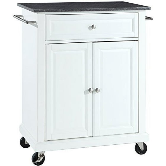Crosley Furniture Cuisine Kitchen Island With Solid Black Granite Top White