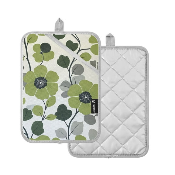Yayeee Pot Holders Kitchen Heat Resistant with Pocket 7"x9.8" Cotton Oven Cooking Hot Pads, Retro Flower Print