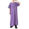 thumbnail image 4 of Boys' Lightweight Muslim Robe - Breathable Arab Middle Eastern Thobe with Pockets, Zip-Up Loungewear for Summer, 4 of 9