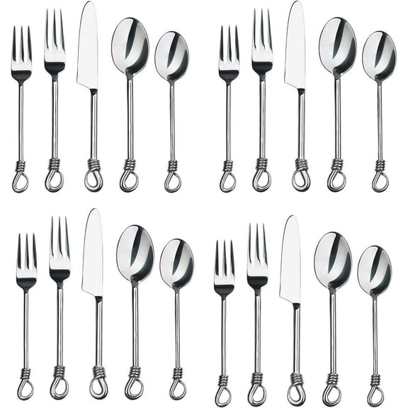 Silverware Twist Collection Polished Stainless Steel Flatware Set (Set of 4)