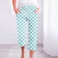 thumbnail image 2 of Pantalones Casuales de Mujer de Impresión Floral Cintura Elástica Suelta, Pantalones de Pierna Ancha Recta con Bolsillos, 2 of 5