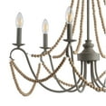 thumbnail image 2 of JONATHAN Y Rustica 6-Light 27" Adjustable Greige Metal/Wood Bead LED Chandelier, Grey/Natural, JYL9060A, 2 of 7