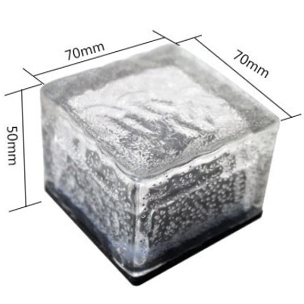 1 × Solar Power LED Light Glass Cube Ice Brick Waterproof Garden Decor 