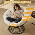 thumbnail image 2 of OMNIBERG Ergonomic 360° Swivel Wicker Papasan Chair, Oversized Indoor Outdoor Rattan Egg Sofa Chair Lounger with Soft Thick Cushion for Living Room, Bedroom, Patio, Yard, White, 2 of 9