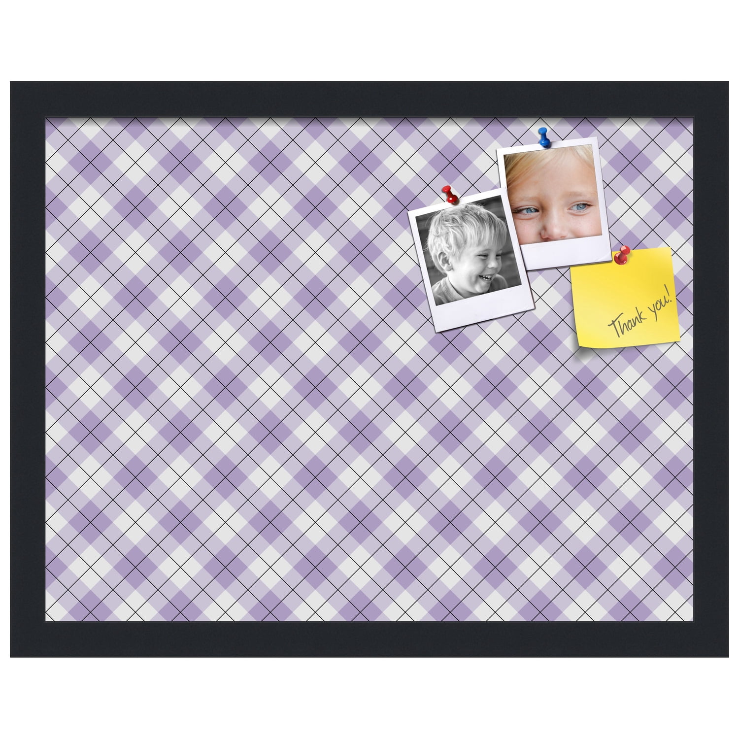 PinPix ArtToFrames 16x12 Custom Cork Bulletin Board Argyle Lilac   Poster Board Has a Fabric Style Canvas Finish, Framed in Satin Black (PinPix-639)