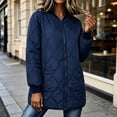thumbnail image 6 of Vivianyo HD Women's Bomber Collar Long Quilted Jacket, Long Sleeve Lightweight Zip Up Winter Coat with Pockets, Sizes S-2XL, 6 of 8