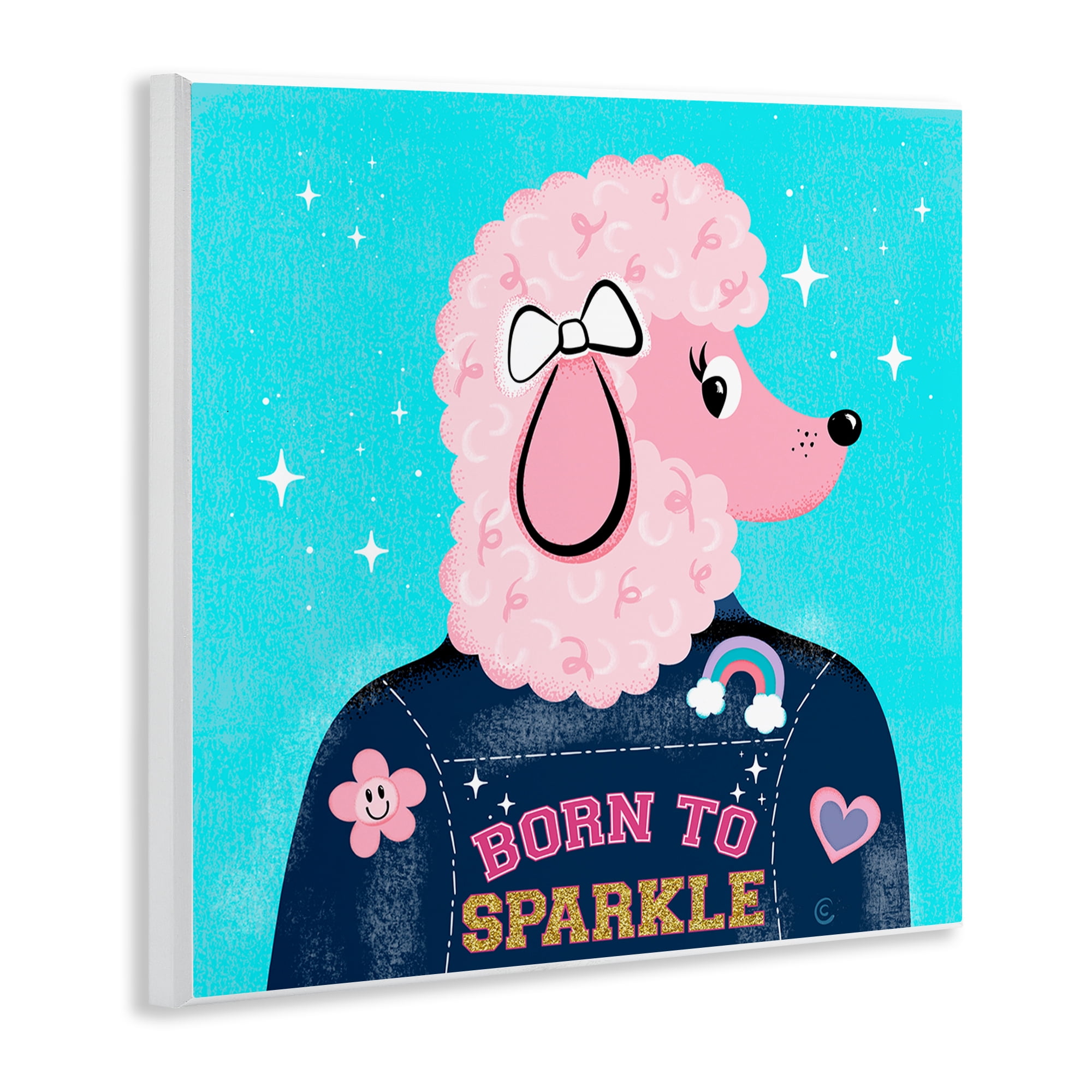 Stupell Industries Born To Sparkle Poodle Animals Painting Unframed Art Print Wall Art, 12 x 12