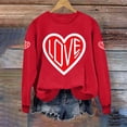 thumbnail image 4 of Wo-Fusoul Chandail en Molleton pour Femmes, Saint-Valentin Imprimé Feuille Col Rond Manches Longues Décontracté Sportif, Rouge, 4 of 7