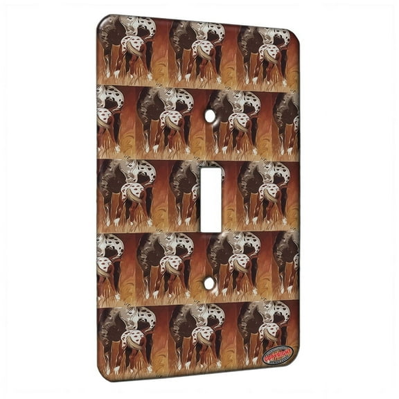 KuzmarK™ Single Gang Toggle Switch Wall Plate - Appaloosa Mare and Foal Horse Modern Art by Denise Every