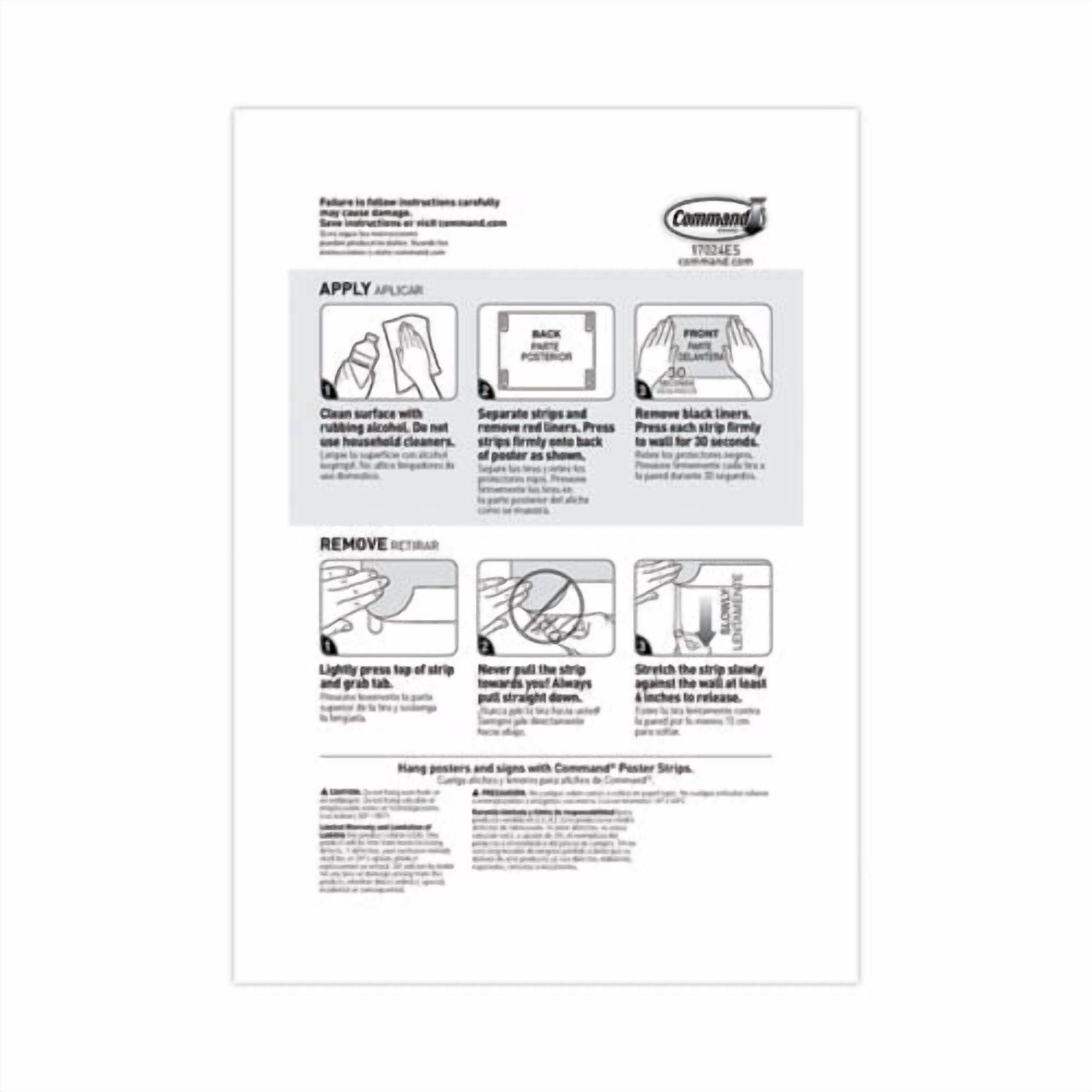 Poster Strips, Removable, Holds Up To 1 Lb Per Pair, 1.63 X 2.75, White, 256/pack | Bundle of 5