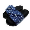thumbnail image 2 of Zapatillas de verano con lunares de mezclilla para mujer, pantuflas con diamantes de imitación de mariposa de una palabra Wmkox8yii hj789, 2 of 9