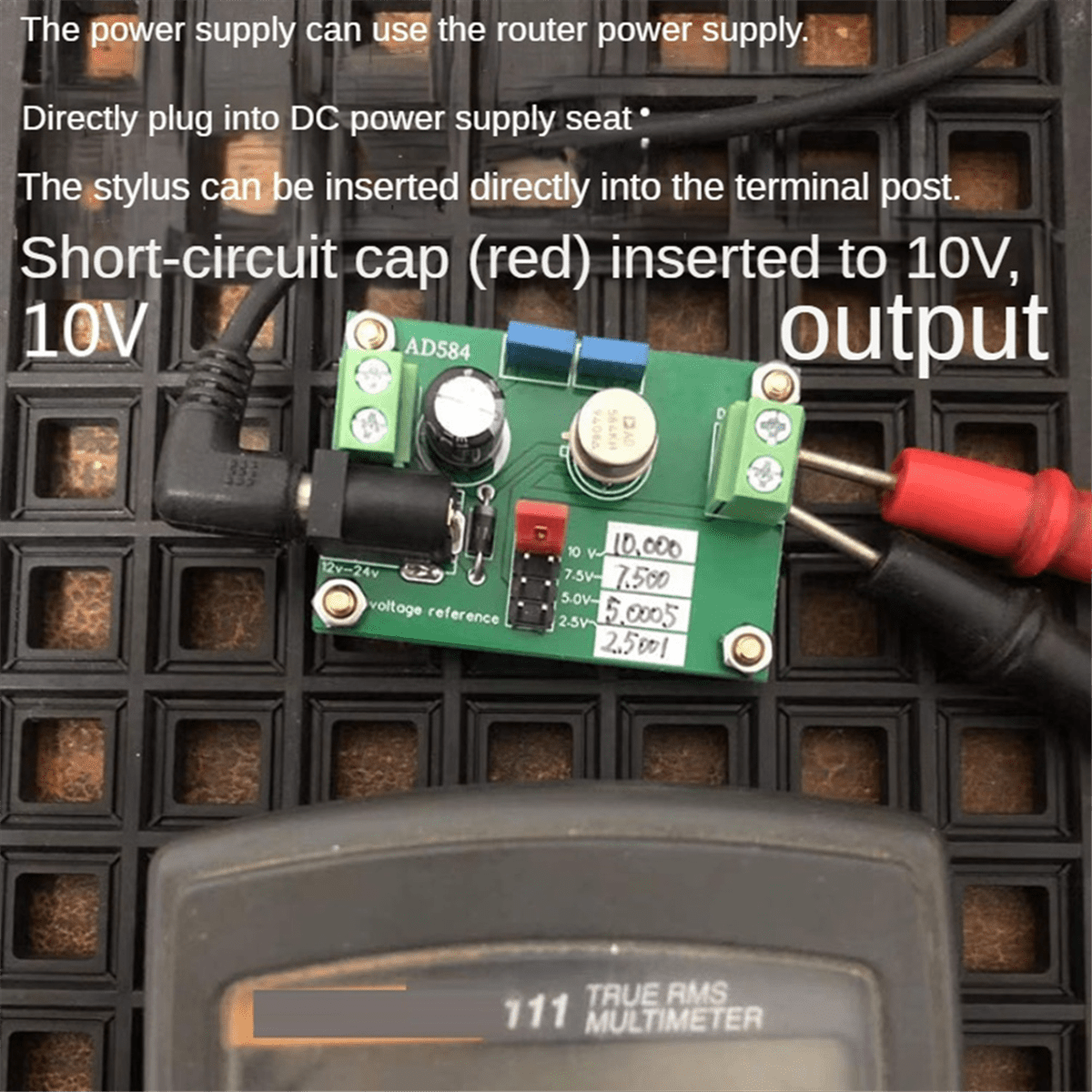 AD584 Reference Voltage Source 10V AD584KH Voltage Reference Board Calibration for Multimeter Voltage Filter,1 x AD584KH Reference Voltage Board,green
