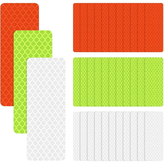 36 Pack Safety Reflective Stickers, Self Adhesive Warning Reflective Tape, Waterproof Reflective Tape Strips For Vehicle, Bicycles, Motorcycles Helmet, Clothing (Red, Fluorescent Green, White)