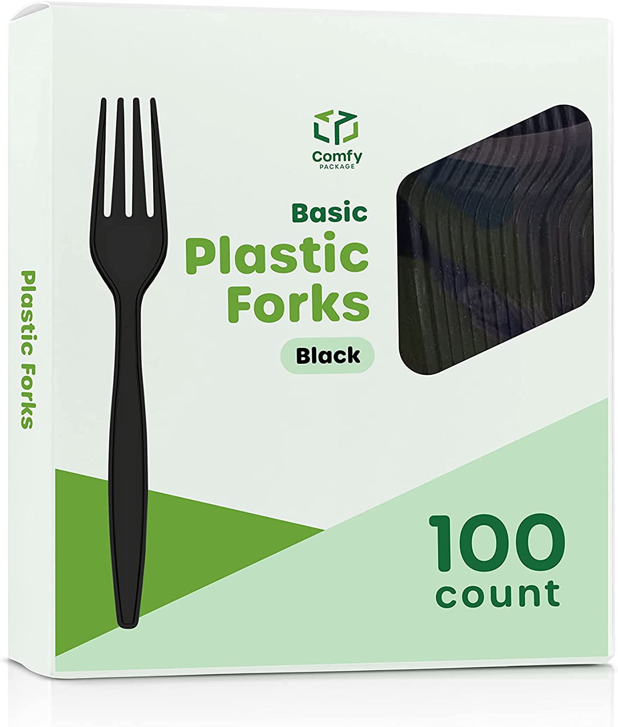 Comfy Package Basic Plastic Forks Heavy Duty Disposable Cutlery, Black