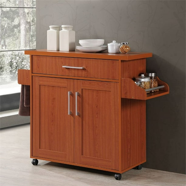Hodedah Hik78 Cherry Kitchen Island With Spice Rack Towel Com Hodedah Hik78 Cherry Kitchen Island, Hodedah Kitchen Island With Spice Rack Towel Drawer Beech