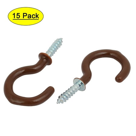 

Uxcell 1 Inch Plastic Coated Screw-in Open Cup Ceiling Hooks Hangers Brown 15pcs